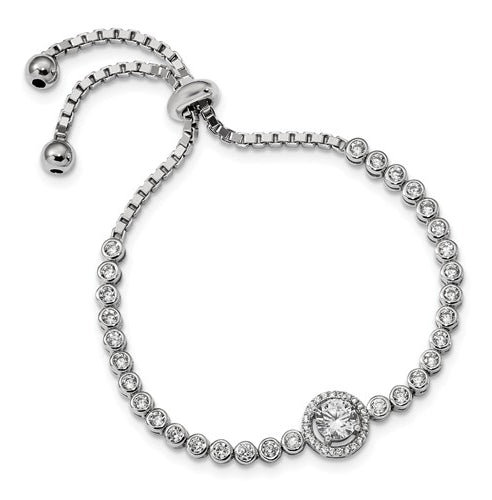 Diamond Essence Halo Setting Adjustable Bracelet, 4.0 Cts.t.w set in Platinum Plated Sterling Silver.