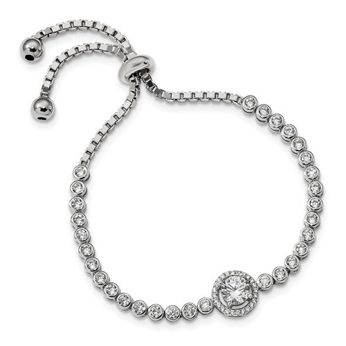 Diamond Essence Halo Setting Adjustable Bracelet, 4.0 Cts.t.w set in Platinum Plated Sterling Silver.