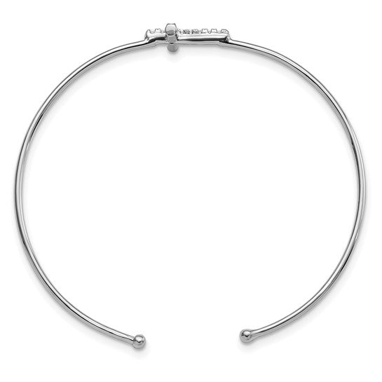 SILVER CUFF BRACELET DIAMOND CROSS