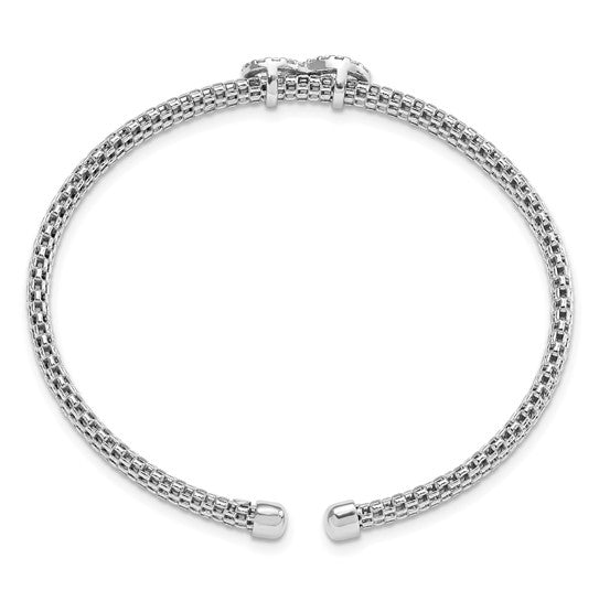 Sterling Silver Platinum-plated Polished With Infinity Design Flexible Cuff Bangle