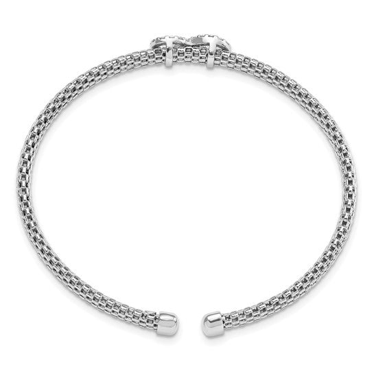 Sterling Silver Platinum-plated Polished With Infinity Design Flexible Cuff Bangle