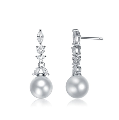 Diamond Essence Drop Earrings with Pearl, Marquise and Round Brilliant Stones, 1.50 cts.t.w. - SEC1855