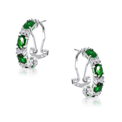 Diamond Essence Half Hoop with Oval cut Emerald Stones and Round Brilliant Melee, 4.0 cts.t.w. - SEC2026E