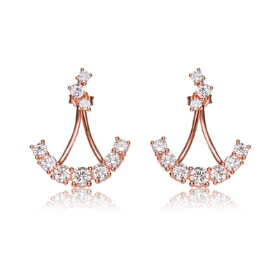 Diamond Essence Rose Gold Anchor Shaped Earrings In Sterling Silver - SEC8718R