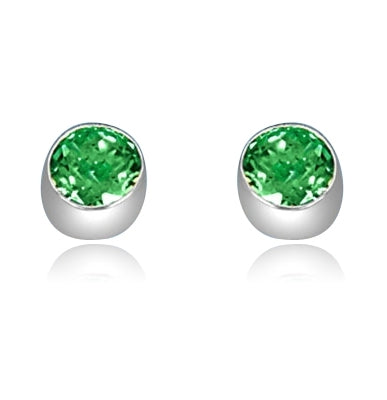 Diamond Essence 0.5 carat each, emerald stone set in 14K Gold Vermeil tubular bezel setting. 1.0 ct.t.w. Choice of 2 and 4 ct.t.w. available.