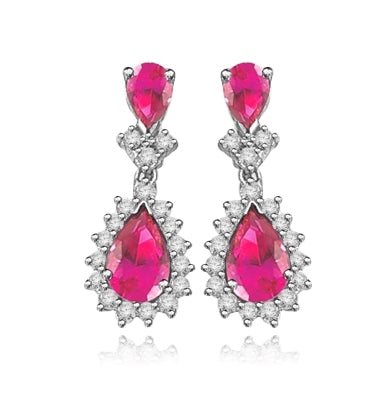 7 ct ruby essence, 2 ct ruby accents gold earrings