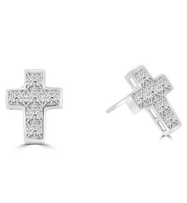 1.65 princess cut Diamond earrings in Platinum Plated Sterling Silver