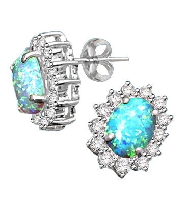 1.2ct oval opal studs earrings in silver