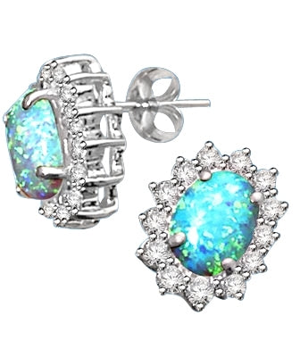 1.2ct oval opal studs earrings in silver