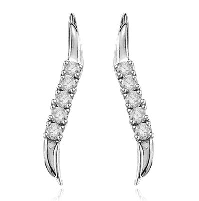 Slim & melee earring in Platinum plated silver