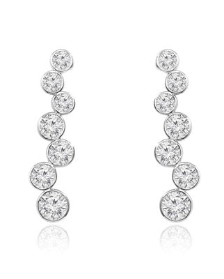 Platinum Plated Sterling Silver earring of Diamond Essence round brilliant stones set in bezel setting. 5.5 cts.T.W.