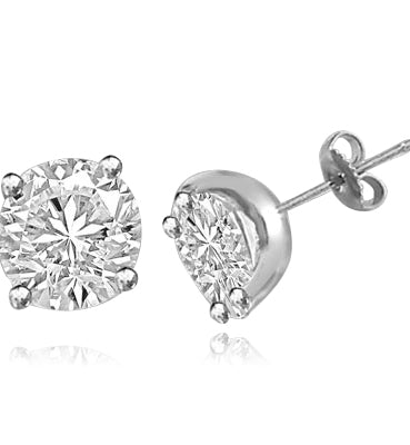sterling silver round brilliant studs earrings