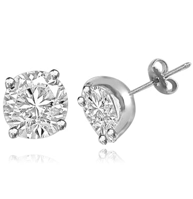 sterling silver round brilliant studs earrings