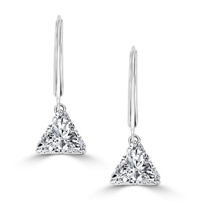 Diamond Essence Brilliant Trilliant Cut 1 Ct each, for a 2 Cts. T.W. Lever Back Earrings set in Sterling Silver. Mesmerizing beauty for all occasions.