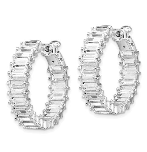 hoop earrings with baguettes in silver