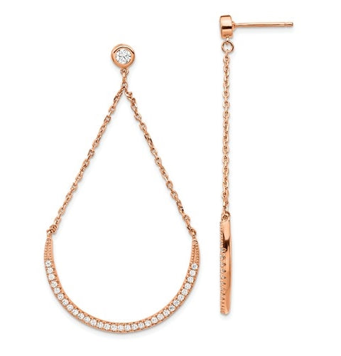 Diamond Essence Designer Dangle Earrings, 1.50 Cts.t.w. in Rose Plated Sterling Silver.
length 56mm and width 29mm.