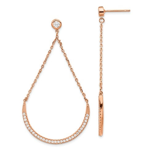 Diamond Essence Designer Dangle Earrings, 1.50 Cts.t.w. in Rose Plated Sterling Silver.
length 56mm and width 29mm.