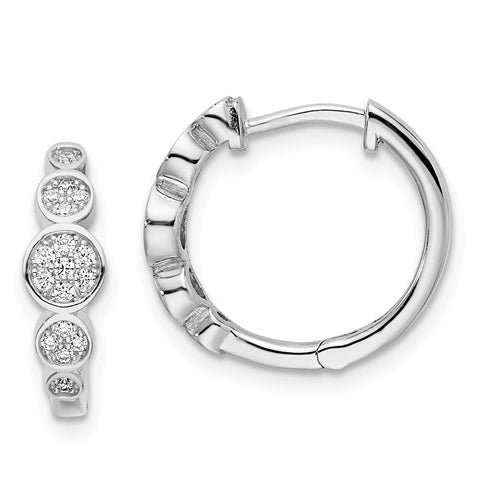 Diamond Essence hinged Hoops with Round Brilliant Stones in platinum Plated Sterling Silver, 0.5 Cts T.W.