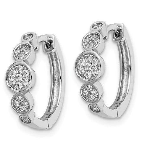 Diamond Essence hinged Hoops with Round Brilliant Stones in platinum Plated Sterling Silver, 0.5 Cts T.W.