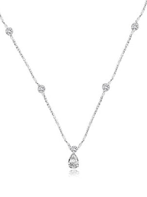 3ct pear cut diamond with bezel-set in silver