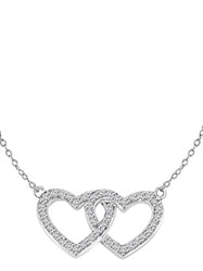 Heart In Heart with 16" long attached chain, 0.50 ct. t.w. of Diamond Essence Round Brilliant Stones in Platinum Plated Sterling Silver.