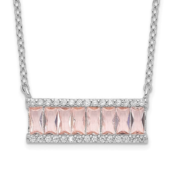 Diamond Essence morganite Necklace, 2 Cts.T.W. in Platinum Plated Sterling Silver.
Length-18"