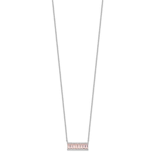 Diamond Essence morganite Necklace, 2 Cts.T.W. in Platinum Plated Sterling Silver.
Length-18"