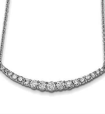 Diamond Essence 16" Necklace with Graduating Round Brilliant Stones,1.70 Cts.T.W. set in Platinum Plated Sterling Silver.