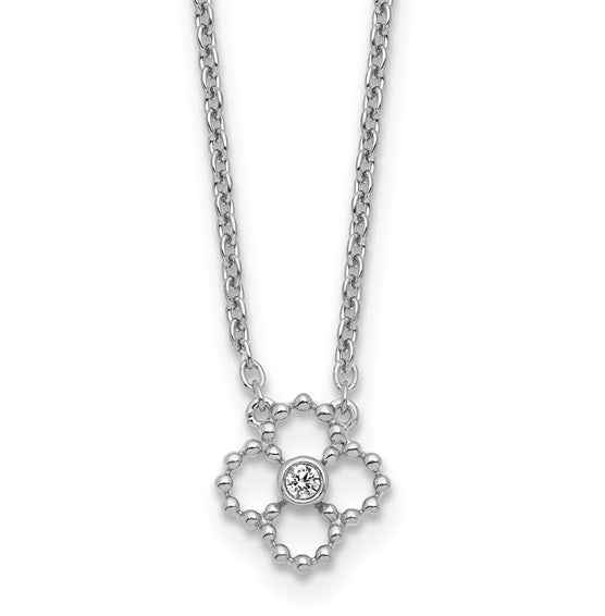 Beaded Quatrefoil Sterling Silver Necklace
