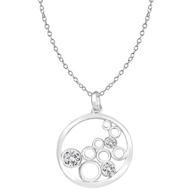 floating stones sterling silver pendant