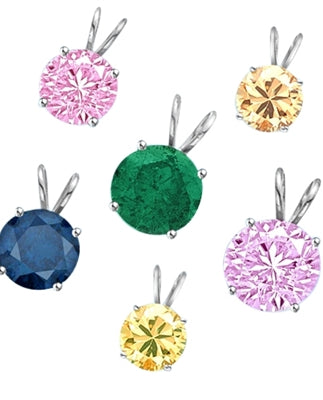 2ct different color stone pendants Silver