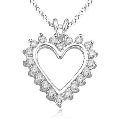 0.5 cts Diamond Essence Heart Pendants in silver