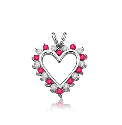Ruby Essence Heart Pendant - 0.5 Cts. T.W. set in Platinum Plated Sterling Silver.