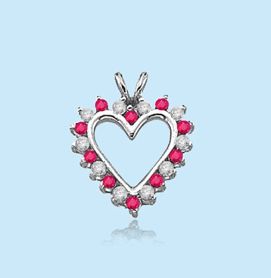 Ruby Essence Heart Pendant - 0.5 Cts. T.W. set in Platinum Plated Sterling Silver.