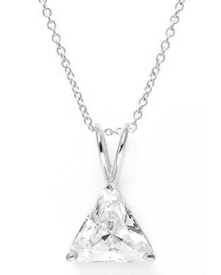 Diamond Essence Pendant with 3.0 ct Triangle stone in Platinum Plated Sterling Silver.