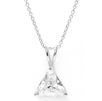 Diamond Essence Pendant with 3.0 ct Triangle stone in Platinum Plated Sterling Silver.
