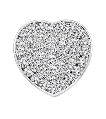 Beautiful Heart Pendant with the outer ring of heart encircling the micro pave set bulge heart. Truly lovable..2 Cts. T.W. in Platinum Plated Sterling Silver.