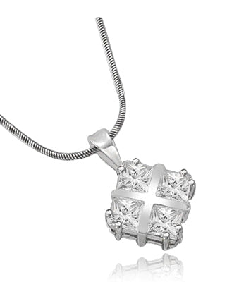 4 Princess Cut Masterpieces pendant in silver
