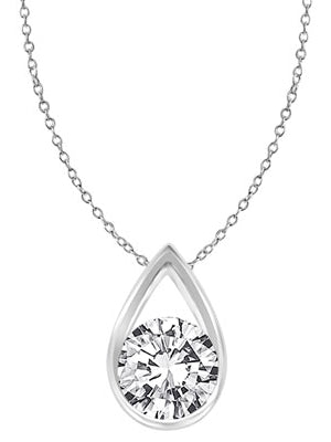 Silver pendant with rain drop shape