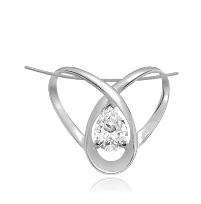 2ct pear cut stone set in orbit in silver pendant