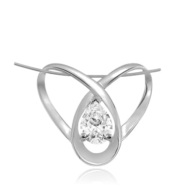 2ct pear cut stone set in orbit in silver pendant
