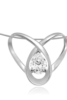 2ct pear cut stone set in orbit in silver pendant
