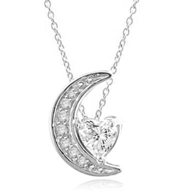 Moon is yours-set in a perfect harmony this pendant with 1 carat heart essence and round brilliant masterpieces in Platinum Plated Sterling Silver. 1.20 cts.t.w.