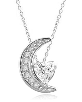 Moon is yours-set in a perfect harmony this pendant with 1 carat heart essence and round brilliant masterpieces in Platinum Plated Sterling Silver. 1.20 cts.t.w.