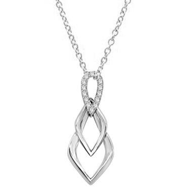 Tear Drop Pendant with Diamond Essence Triple Twist. 0.75 Cts. T.W. set in Platinum Plated Sterling Silver.