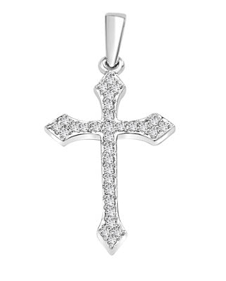 Delicate Cross 1" long with Diamond Essence, 0.50 ct. t.w.in Platinum Plated Sterling Silver.