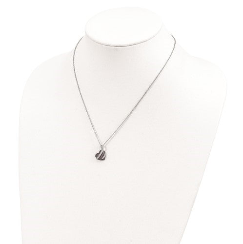 Craftman's delight Heart Pendant with micro pave set Diamond Essence accents shining your love like never before. There are tiny accents on the bale to highlight the overall glory effect. 2.5 Cts. T.W. set in Platinum Plated Sterling Silver.