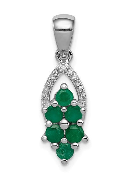 A glittering prong-set pendant for women with faux round brilliant Diamonds by Diamond Essence set in platinum plated sterling silver. 0.80 Cts.t.w.