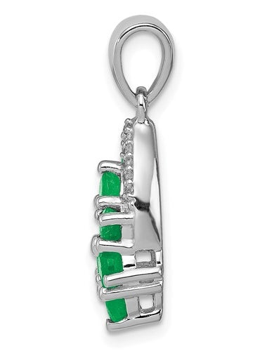 A glittering prong-set pendant for women with faux round brilliant Diamonds by Diamond Essence set in platinum plated sterling silver. 0.80 Cts.t.w.