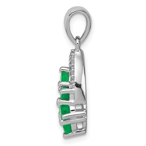 A glittering prong-set pendant for women with faux round brilliant Diamonds by Diamond Essence set in platinum plated sterling silver. 0.80 Cts.t.w.